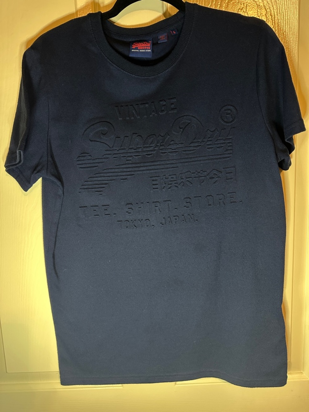 Superdry Embossed Logo Short Sleeve Tee - Navy Blue